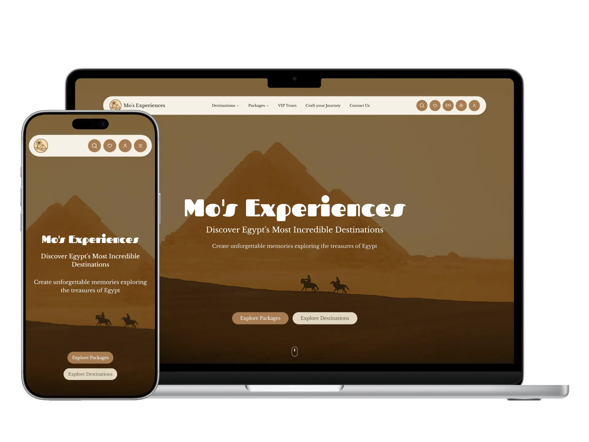 Homepage preview for Mo's Experiences travel platform.